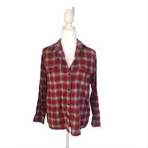 Madewell Button Up Red Plaid Flannel